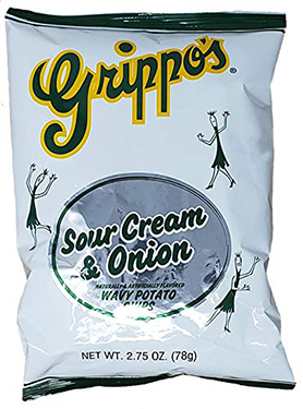 Grippos Sour Cream and Onion Wavy Potato Chips 2.75oz Bags 24ct