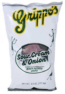 Grippos Sour Cream and Onion Wavy Potato Chips 4.5oz Bags 18ct
