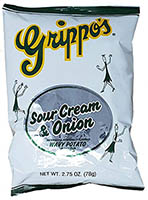 Grippos Sour Cream and Onion Wavy Potato Chips 2.75oz Bags 24ct