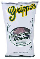Grippos Sour Cream and Onion Wavy Potato Chips 4.5oz Bags 18ct