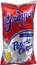 Grippos Plain Potato Chips 8oz Bag 12ct Box 